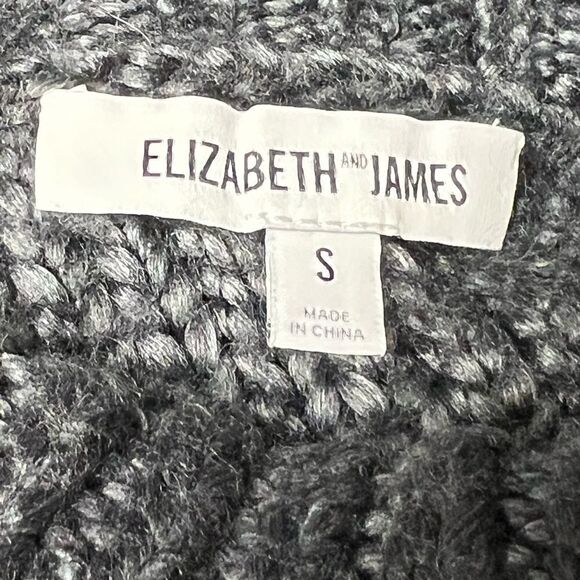 Elizabeth and James Charcoal Chunky Knit Crop Turtleneck Sweater Womens S - Picture 3 of 6